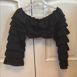 Elegant Black Ruffle Sleeve Top